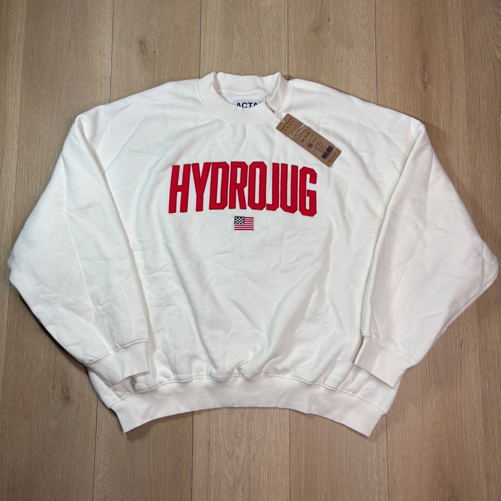 ACTA Wear x HydroJug Everyday Crewneck Sweatshirt White Red XXL/XXXL NWT NEW